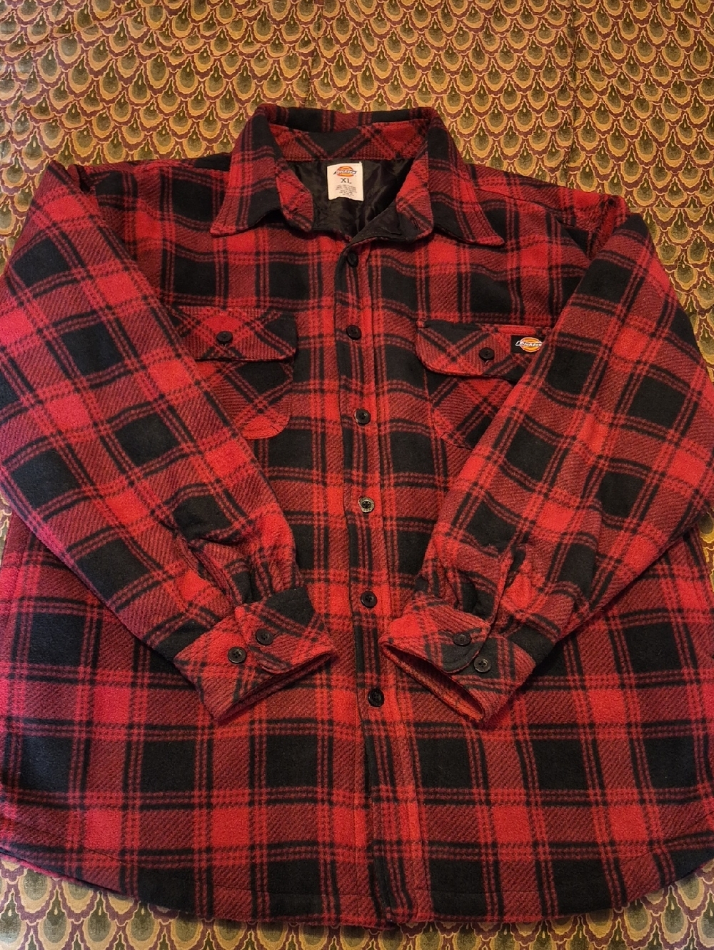 Dickies Red and Black Plaid Flannel Work Shirt